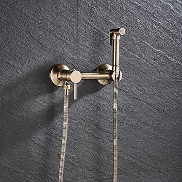Imagem de RAUGAJ Torneiras, latão cromado bidê torneira de chuveiro lavadora misturador frio quente muçulmano ducha higienica misturador de água guindaste quadrado chuveiro spray cabeça/bronze antigo a