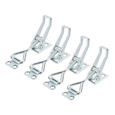Imagem de HARFINGTON 4 peças de grampo ajustável M5 x 27 mm 99.8 kg capacidade de retenção 4001 estilo trava de liberação rápida grampos ferrolho para tampa de defumador gabarito caixa de ferramentas, prata