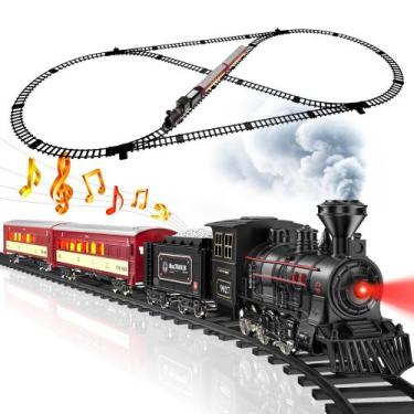 Imagem de Conjunto de trem Hot Bee Metal Electric com trilhos de luxo para crian