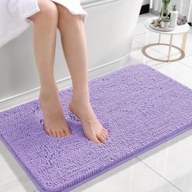 Imagem de Tapete de banho OLANLY Chenille Lavender 60x40cm Absorvente Quick Dry