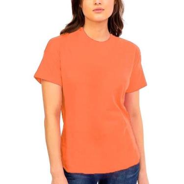 Imagem de Camiseta Mullet Slim Fitness Feminina Casual Básica Conforto, Laranja,