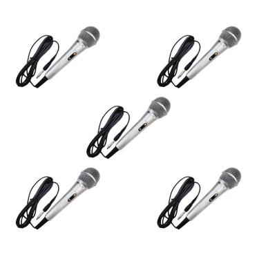 Imagem de Kit 5 Microfone Dinâmico Mxt M-1800S Karaokê Prateado