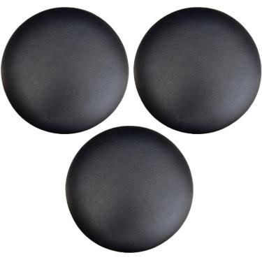 Imagem de Kit 03 Assentos Redondo Banqueta Cadeira Estofados Poltronas H02 Corino Preto 30 cm - Lyam Decor