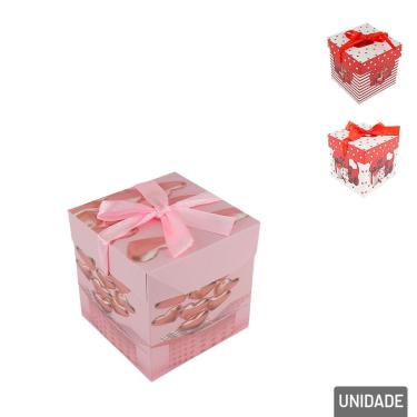 Imagem de Caixa de Presente de Papel 11cm Cubo com Fitas - Tudo em Caixa
