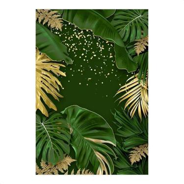 Imagem de Painel De Festa Retangular Aniversário Sub Folhagem Dourado