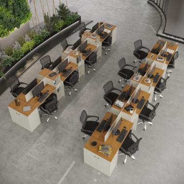 Imagem de Estação De Trabalho 16 Lugares Office Tech 16 Mesas 12 Armár - Off White E Cedro Off White E Cedro
