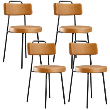 Imagem de Kit 4 Cadeiras Decorativas Estofada Para Sala De Jantar Barcelona F01 Couríssimo Whisky - Lyam Decor