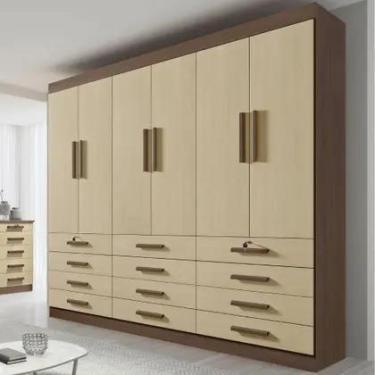 Imagem de Guarda Roupa Mônaco Plus Castanho Linho 6 Portas 12 Gavetas DDoro D Do