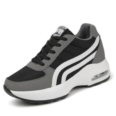 Imagem de Pucepen Tênis feminino plataforma respirável para trabalho diário, escritório, casual, caminhada, Preto, 37