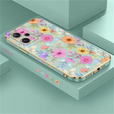 Imagem de Capa de celular com estampa de flores para Xiaomi Redmi Note 12 11 10 9S 8 7 9T 4 Pro MAX, capa de silicone revestida à prova de choque, verde, 172, para Redmi Note 12 5G