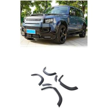 Imagem de Acessórios para guarnições de roda de carro e arco de arco, compatível com Defender 90 110 Kit de carroceria de guarnições de para-lama de roda de sobrancelha (preto fosco 110)