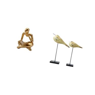 Imagem de Fenteer Estátua de Pássaro de Madeira Abstrata, Esculturas Modernas de Animais para Mesa, Sala de Estar, Prateleira, Escritório, Estante, Mesa, Quarto, Entrad