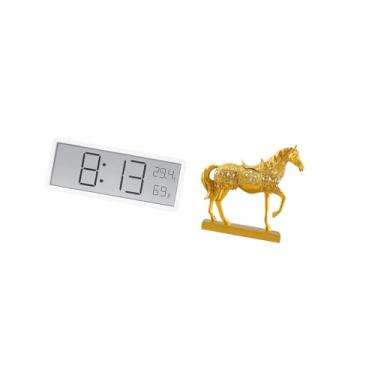 Imagem de Fenteer Relógio de Parede Digital Multiuso com Grande Display, Temperatura E Umidade, Combinado com Elegante Escultura de Cavalo para Decoração de Quarto E Es