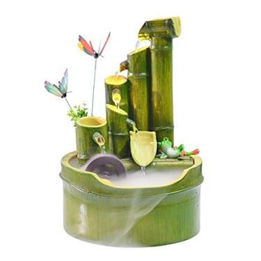 Imagem de Fonte de mesa fonte de mesa cachoeira imitação criativa fonte de água de bambu sala de estar armário de TV decoração interior pequeno ornamento relaxamento interior fonte de mesa (cor: B)