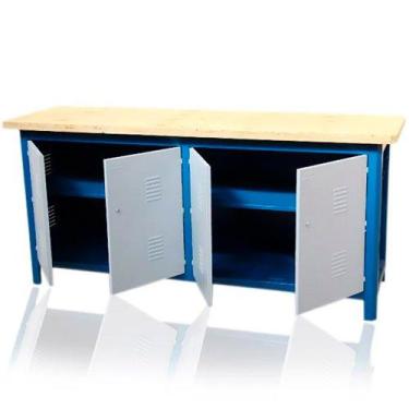 Imagem de Bancada com Tampo em Madeira Fechada 40 mm com 2 Prateleiras - FERCAR