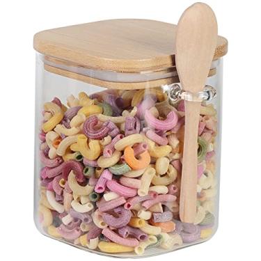 Imagem de Porta mantimento em vidro borossilicato com tampa e colher bambu 1,3L L10xP10xA18,5cm