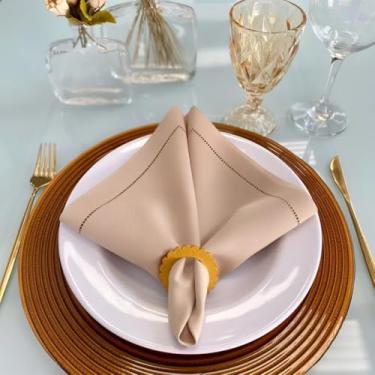 Imagem de Kit Guardanapo De Tecido Para Mesa Posta Ponto Ajour (10, Bege)