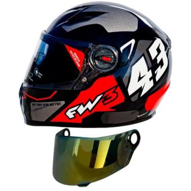 Imagem de Capacete Fw3 Gtx 43 Grafite Fechado Com Oculos Interno + Viseira Doura