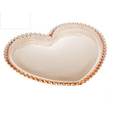 Imagem de Prato de Cristal Pearl Bolinha Coração Ambar 25 cm - Wolff