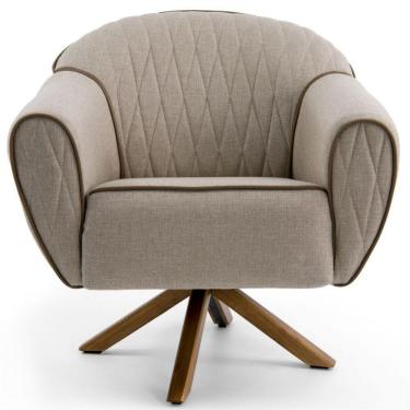 Imagem de Poltrona Decorativa Sala De Estar Giratória Sacha Rústico