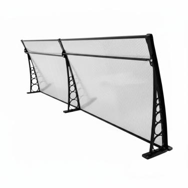 Imagem de Toldo 150x50cm Cobertura Slim em Policarbonato Alveolar, Proteção UV e Contra Chuvas, Estrutura Resistente e Leve, Ideal para Portas, Janelas, Varandas e Áreas Externas (Transparente com Preto)
