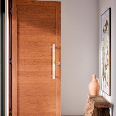 Imagem de Porta de Alumínio de Giro Lambri Puxador de 60cm em Aluminio 215x95cm Lucasa Eccellente Marrom