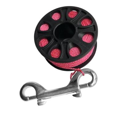 Imagem de Pegciuho Carretel para Equipamento de Mergulho com Linha de Nylon de 30 M para Navegação Subaquática, Acessórios com Gancho Duplo em aço Inoxidável, Rosa Fluorescente
