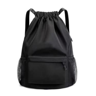 Imagem de ￼Bolsa Mochila Saco Esportiva Sacola Academia Futebol Basquete Passeio Impermeável Com Bolsos Laterais - Preto