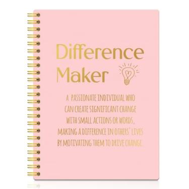 Imagem de XQLZY Funny Difference Maker Pink Spiral Double Sided Notebook Journal - 160 Blank Pages, New Job Retirement Thank You Gift for Man Woman, Mentors, Social Workers, Coworker, Leader, Boss