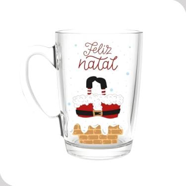 Imagem de Caneca de Vidro Papai Noel 320 mL - Decorada Natal, Apta ao Micro-ondas e Lava-Louças, Presente