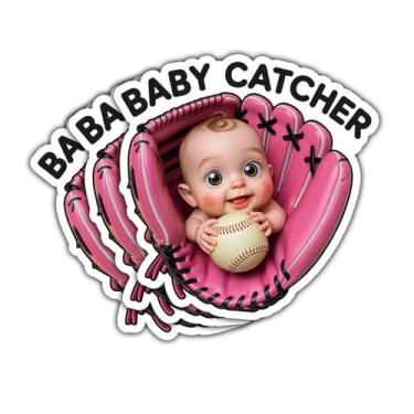 Imagem de 3 adesivos de apanhador de bebês – luva de beisebol engraçada e decalque de vinil para bebê, presente de parteira, agradecimento de enfermeira obstetra, humor Doula, adesivo à prova d'água para laptop