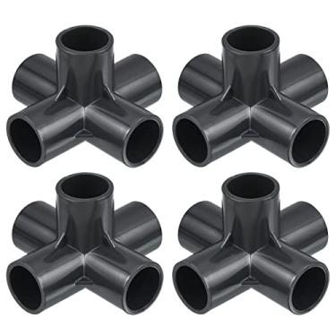 Imagem de PATIKIL Acessórios para tubos de 20 mm ID U-PVC, pacote com 4, saída lateral de cotovelo de 5 vias, conectores de tubulação para estrutura de armazenamento de irrigação de jardim