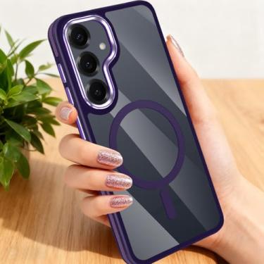 Imagem de Capa para Galaxy S25 Plus, capa para Galaxy S24 Plus [compatível com Magsafe] [Suporte magnético para carro] Capa protetora antiderrapante à prova de choque slim fit fosca para mulheres para Galaxy