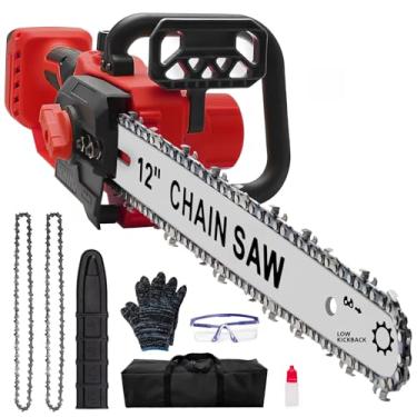 Imagem de Motosserra sem fio compatível com bateria Milwaukee M18 18V, motosserra sem fio com corrente de substituição de 2 peças, alimentada por bateria para corte de madeira, aparar árvores, acampamento