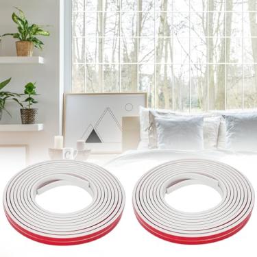 Imagem de JSIWOTH Molde de acabamento de janela, tira decorativa de vidro autoadesiva de 10 m com ranhura 12,5 × 6,0 mm, kit de inserção de grade de janela de PVC para janelas e portas de vidro, branco 2 peças