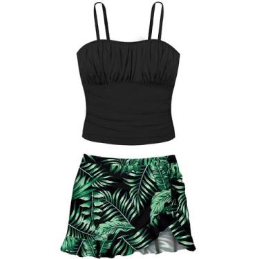 Imagem de Roupa de banho Tankini ADIRUN Girls Tropical Print, tamanho 13-14