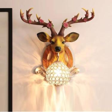 Imagem de Luminária de parede LED estilo veado, contemporânea, para sala de estar, quarto, escritório, casa de campo, hotel, quarto infantil, corredor, decoração artística (Estilo 39)