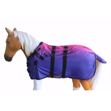 Imagem de CHALLENGER 142.2 cm 1200D Turnout Impermeável Respirável Miniatura Mini Desmamar Pônei Potro Burro Cabra Ovelha Cavalo Cobertor de Inverno Capa de Casaco Faixa de Barriga Ombre Tie Dye 51981B