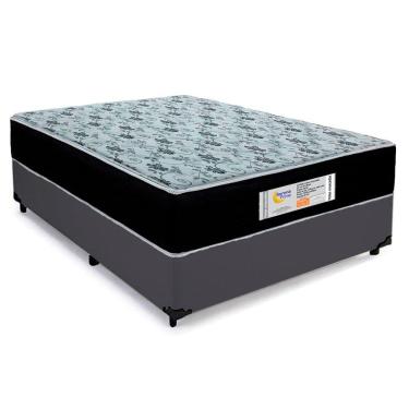 Imagem de Cama Box Casal Suede + Colchão Molas Ensacadas Sereneprime Sonnolux 138cm Cinza - Suporta Até 110kg Por Pessoa