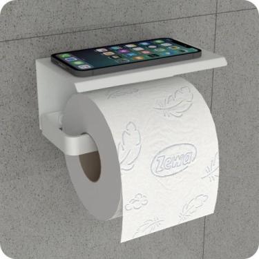 Imagem de Porta Papel Higiênico Inox De Parede Banheiro Branco MAX - HomeFull