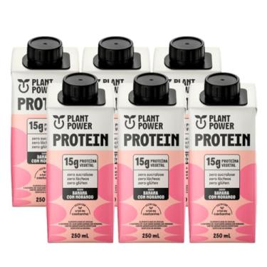 Imagem de 6x Bebida Vegetal 15g Protein Plant Power Banana e Morango 250ml