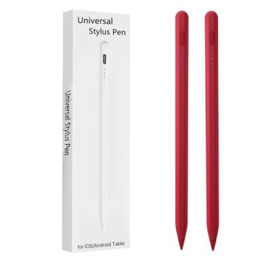 Imagem de 2 canetas Stylus para tablet Samsung Galaxy Tab A9/A8/A7 para iOS/Android/Windows Stylists Pen com duas telas sensíveis ao toque (vermelha)