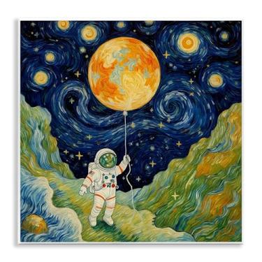 Imagem de Stupell Industries Arte de placa de parede de astronauta impressionista no espaço, design por Angie Hawke, 12 x 12