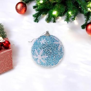 Imagem de Generic 1 peça de enfeites de bolas de Natal redondas de espuma de floco de neve azul 8 cm