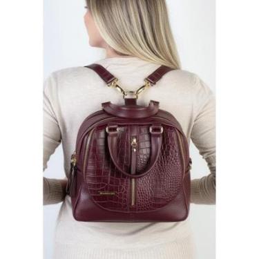 Imagem de Bolsa mochila de couro croco 3 em 1 Marina-Feminino