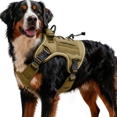 Imagem de Peitoral tático resistente para cães grandes, colete refletivo ajustável sem puxão com sistema Molle, controle de nível militar K9 para treinamento de serviço, atividades ao ar livre e mais de 10