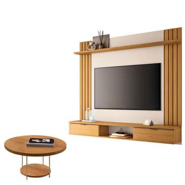 Imagem de Painel Para Tv Suspenso Solus E Mesa De Centro Sky Cinamomo Off White – Hb Móveis