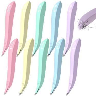 Imagem de 10 peças de ferramenta de remoção magnética de grampos a granel - Removedor de grampos multicolorido profissional com aderência ergonômica para remoção rápida e sem esforço, para escritório, escola