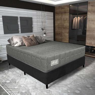 Imagem de Cama Box Conjugado Casal Com Colchão 138x69x188 Cloud Gazin Cr35312 Grafite-preto
