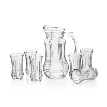 Imagem de Conjunto Jarra De Vidro 1,8l E 6 Copos 250ml Emcasatem